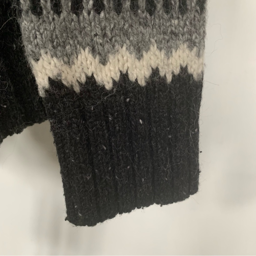 Roots Limited Fair Isle Sweater Alpine Jacket Full Double Zipper Black Grey M L - Picture 8 of 15